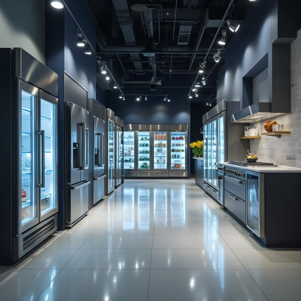 Moderný showroom Compartitionpsm.info s výstavou chladničiek